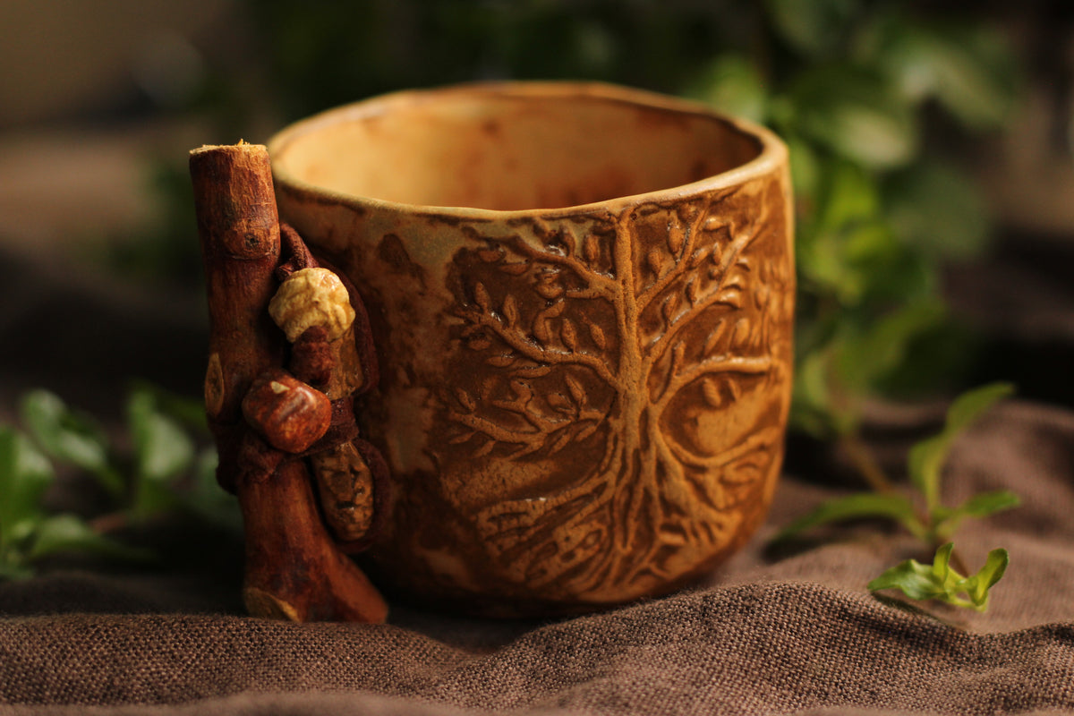 Stoneware Mug with Wooden Handle